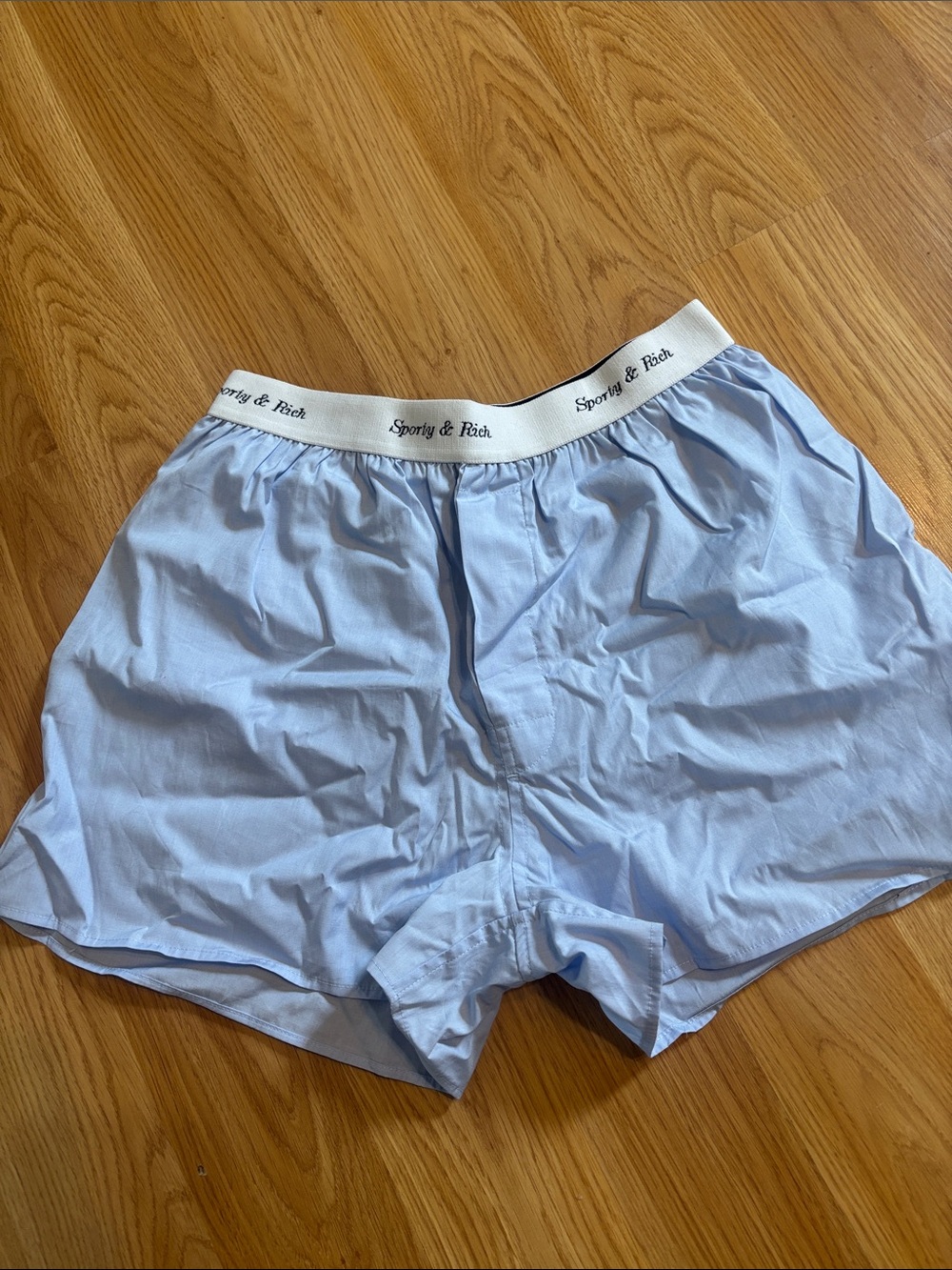 Sporty & Rich Pale Blue Men's Boxer Shorts with Branded Waistband